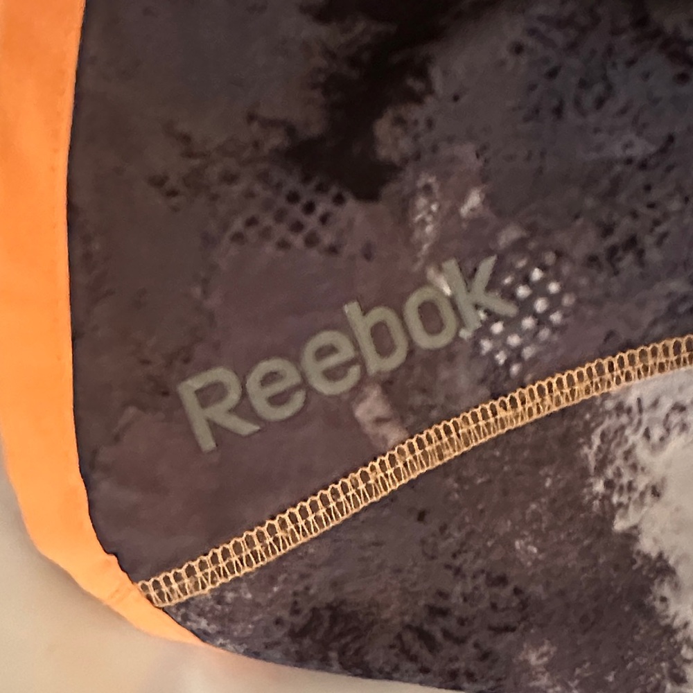 Reebok Women's Black and Gray Athletic Shorts with Orange Trim Size: M medium - Picture 2 of 7